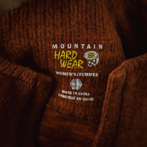 Mountain Hardwear Size Small S Burnt Orange Mock Neck Wool Blend Knit Sweater - Picture 5 of 7